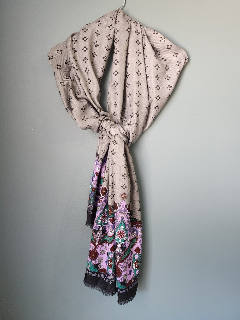 Stylish Eclectic Purple/Gray Large Scarf